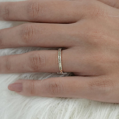 Round Cut Lab Diamond Double Row Eternity Band