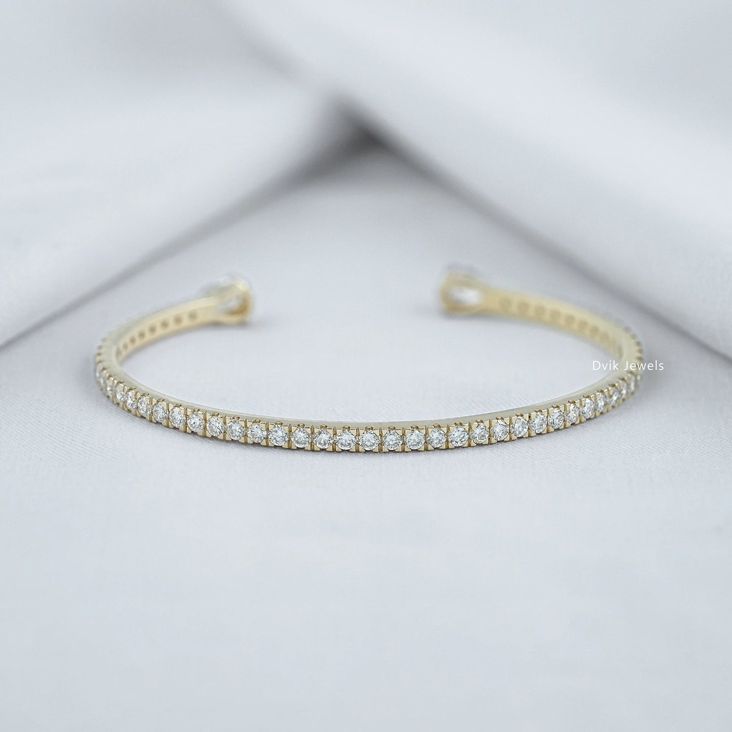 Pear And Round Cut Diamond Open Cuff Bracelet