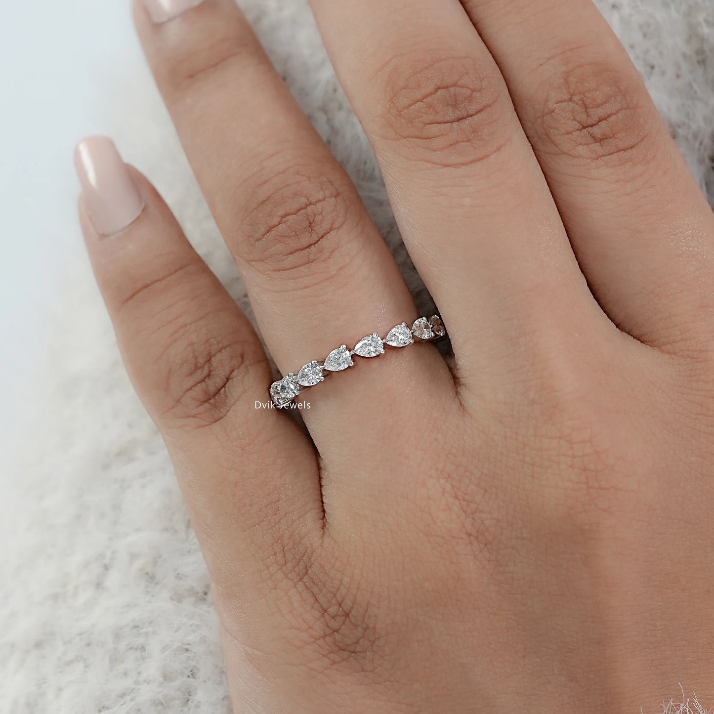 Pear Cut Lab Grown Diamond Eternity Band