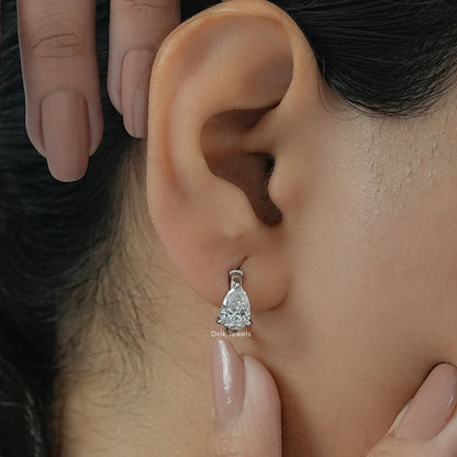 Pear Cut Lab Diamond Solitaire Hoop Earrings Earrings