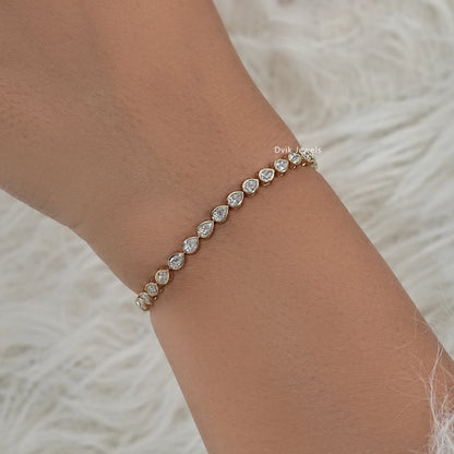 Pear Cut Lab Diamond Bezel Set Tennis Bracelet