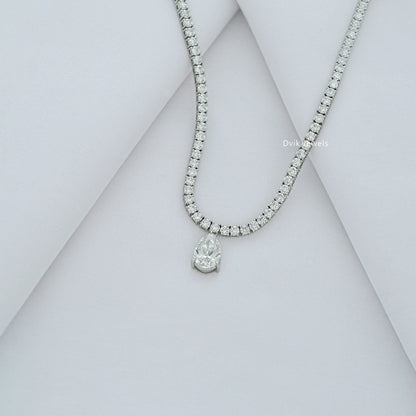 Pear and Round Cut Lab Diamond Tennis Necklace Necklace