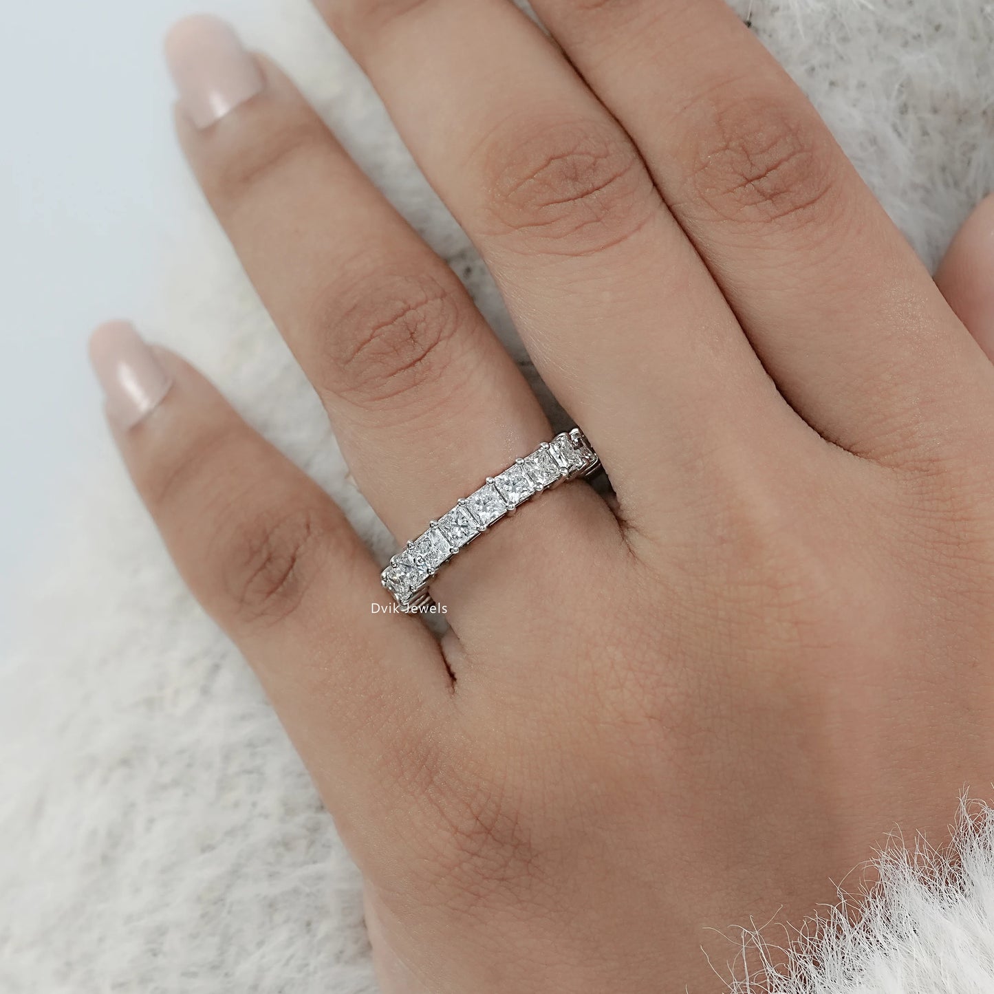 Princess Cut Diamond Full Eternity Wedding Band