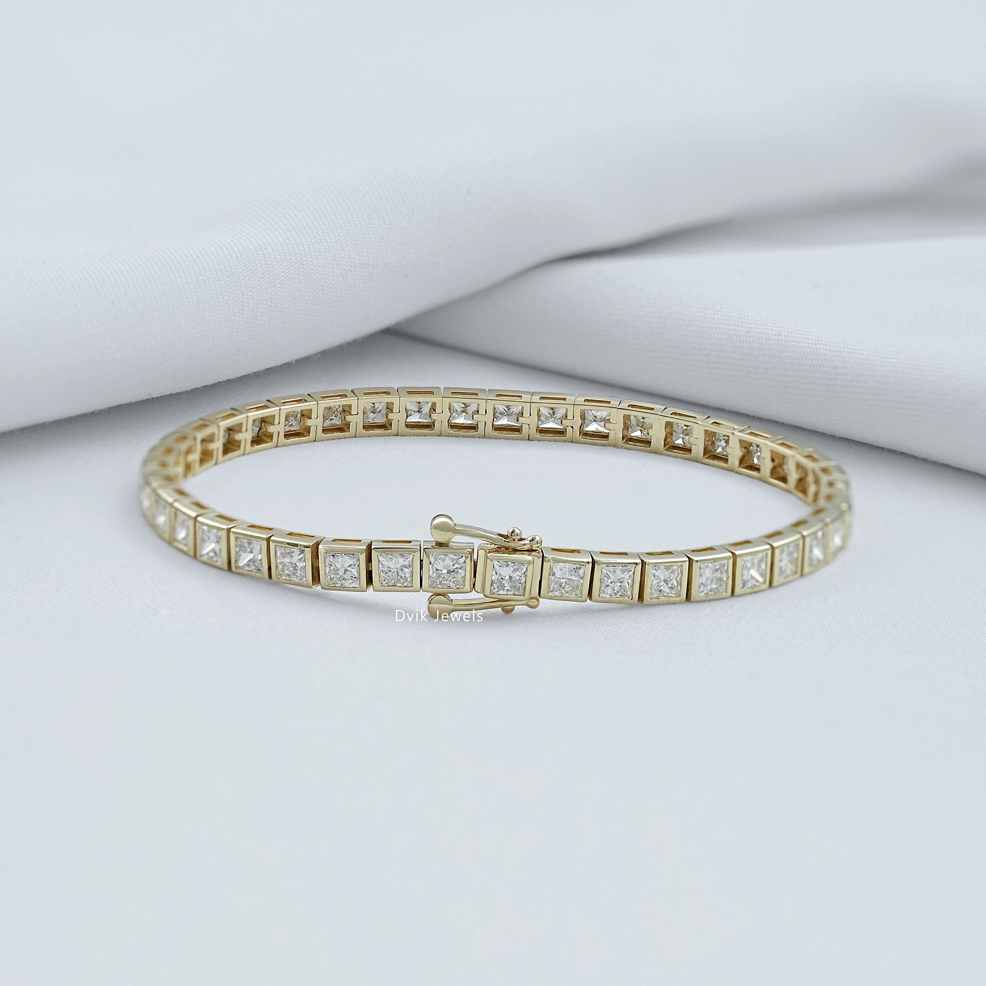 Bezel Set Princess Cut Diamond Tennis Bracelet Bracelet
