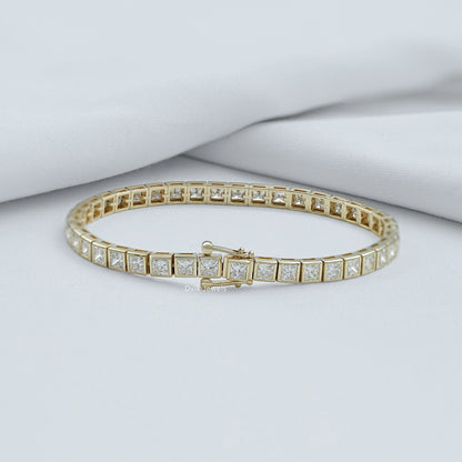 Bezel Set Princess Cut Diamond Tennis Bracelet Bracelet
