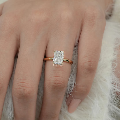 Radiant Cut Hidden Halo Lab Diamond Engagement Ring