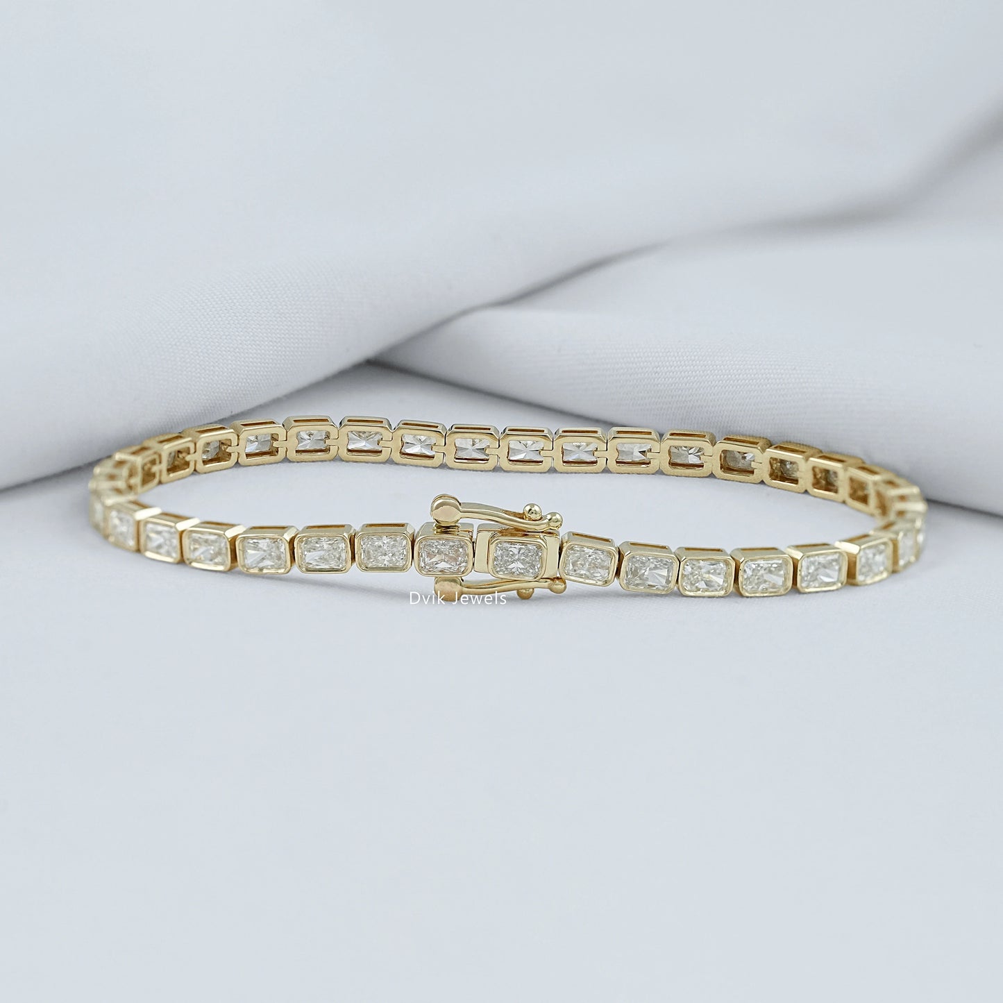 Bezel Set Radiant Cut Lab Diamond Tennis Bracelet Bracelet