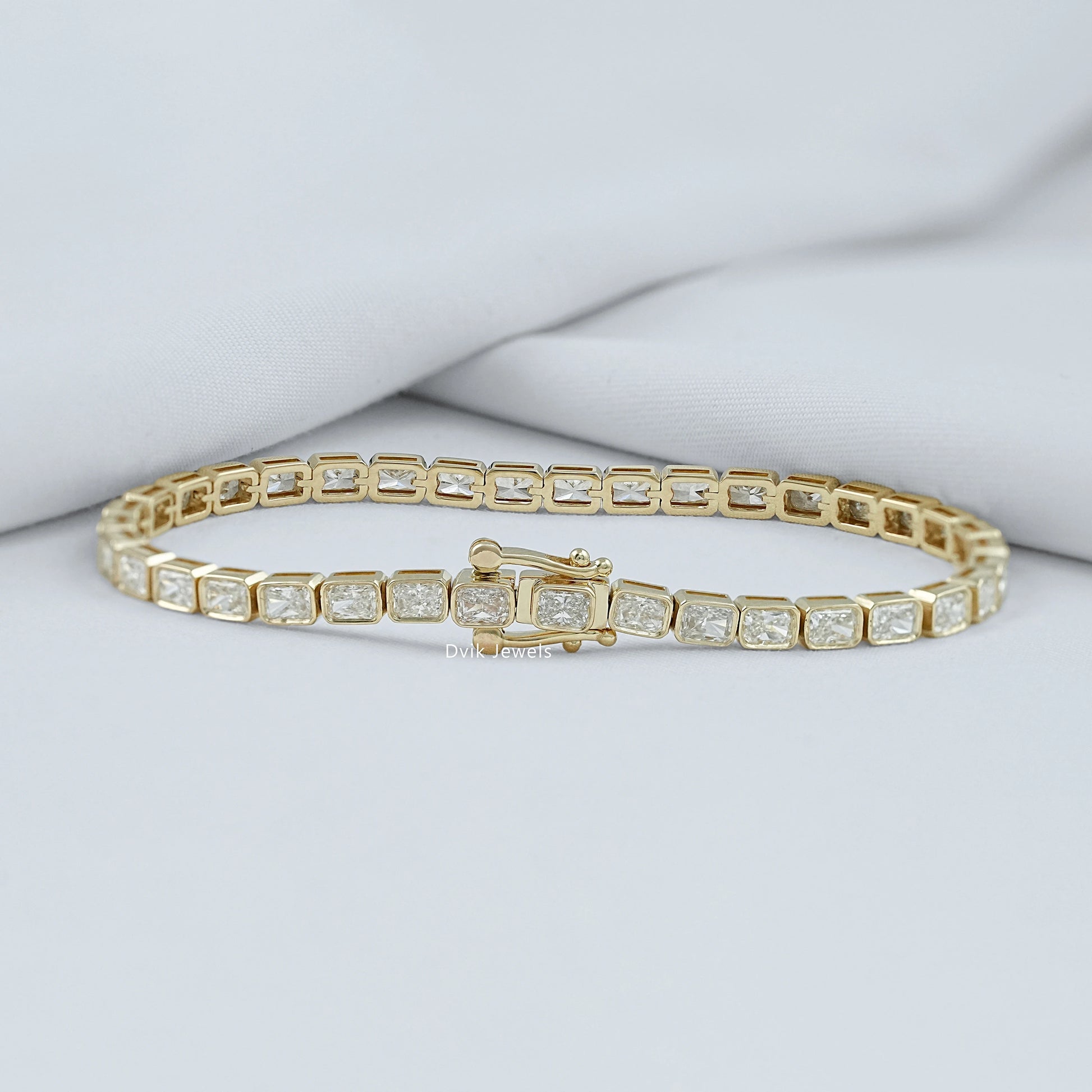Bezel Set Radiant Cut Lab Diamond Tennis Bracelet Bracelet