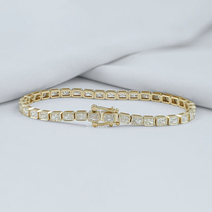 Bezel Set Radiant Cut Lab Diamond Tennis Bracelet Bracelet