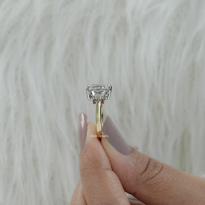 Radiant Cut Lab Diamond Trapezoid Three Stone Ring