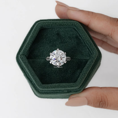 Round Cut Accent Set Diamond Engagement Ring