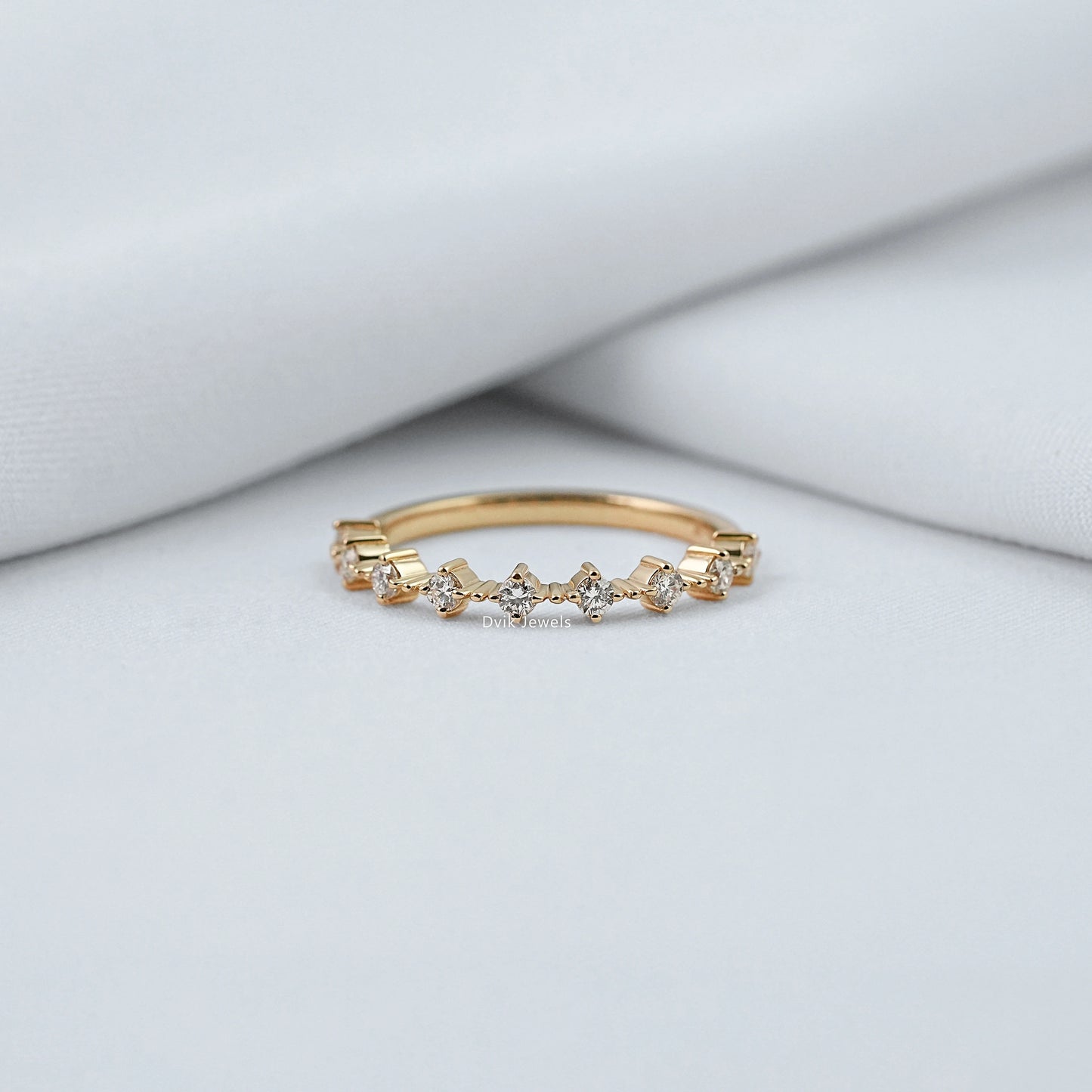 Round Cut Lab Diamond Half Eternity Band