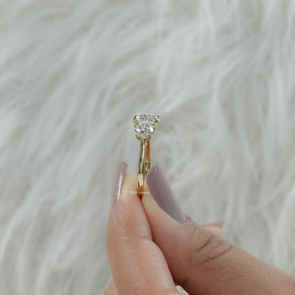 Round Cut Three Stone Lab Diamond Ring with Prong Setting