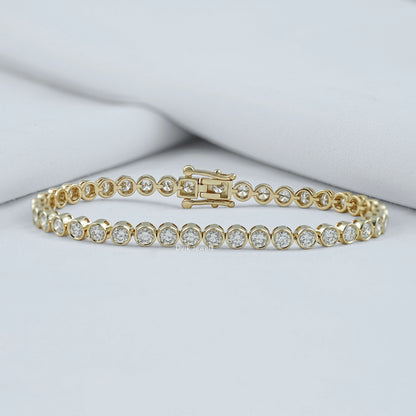 Bezel Set Round Lab Diamond Tennis Bracelet Bracelet