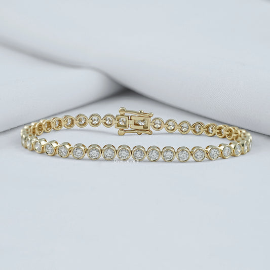 Bezel Set Round Lab Diamond Tennis Bracelet Bracelet