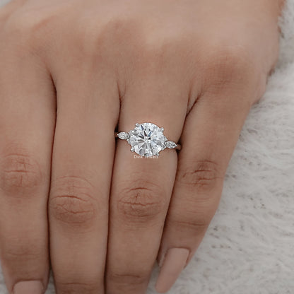 Classic Round Cut Center with Side Accent Engagement Ring