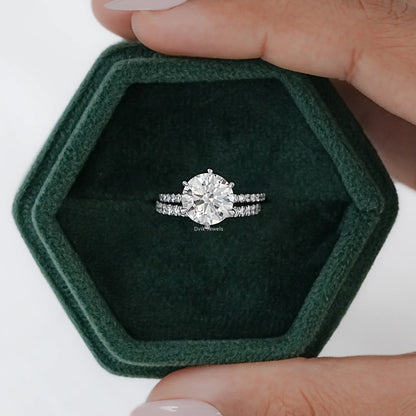 Round Cut Lab Diamond Bridal Ring Set