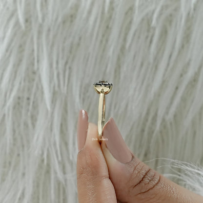 Lab grown round diamond ring shown in a detailed close-up view.