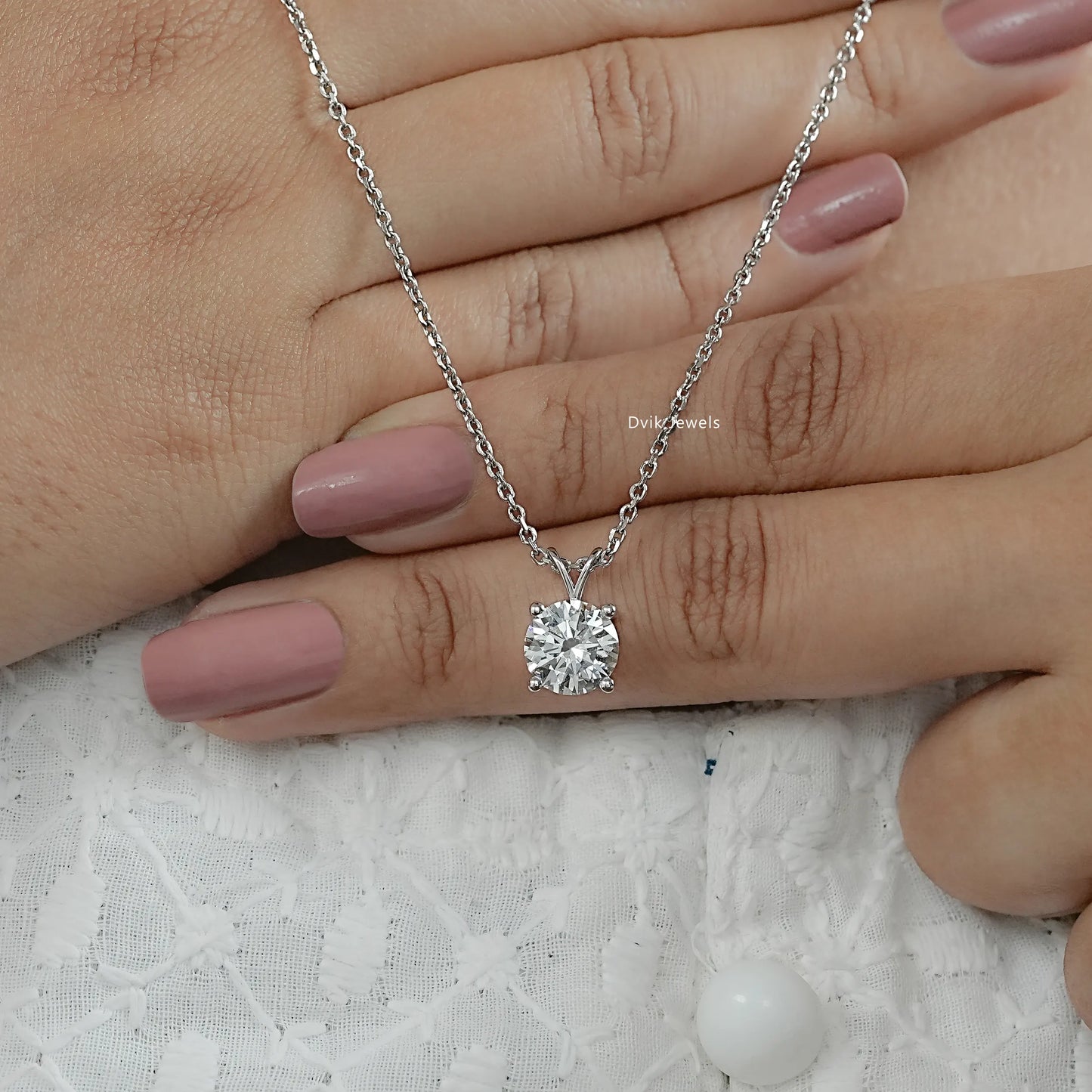 Round Lab Grown Diamond Solitaire Pendant