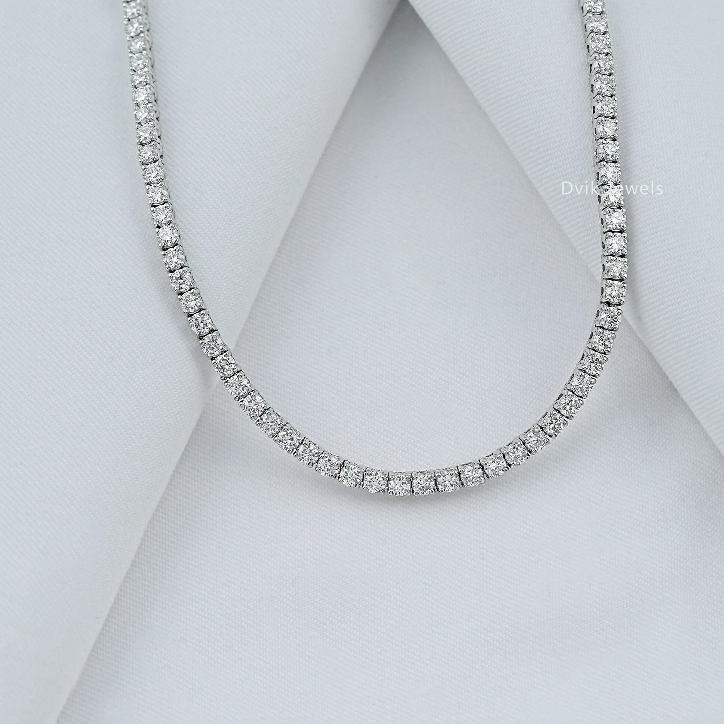 Slim Round Cut Lab Diamond Tennis Necklace Necklace