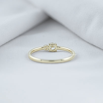 Round Cut Lab Diamond Two Stone Dainty Ring