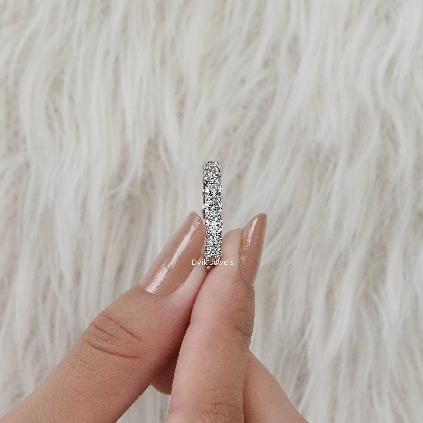 Round Lab Diamond Eternity Wedding Band Ring