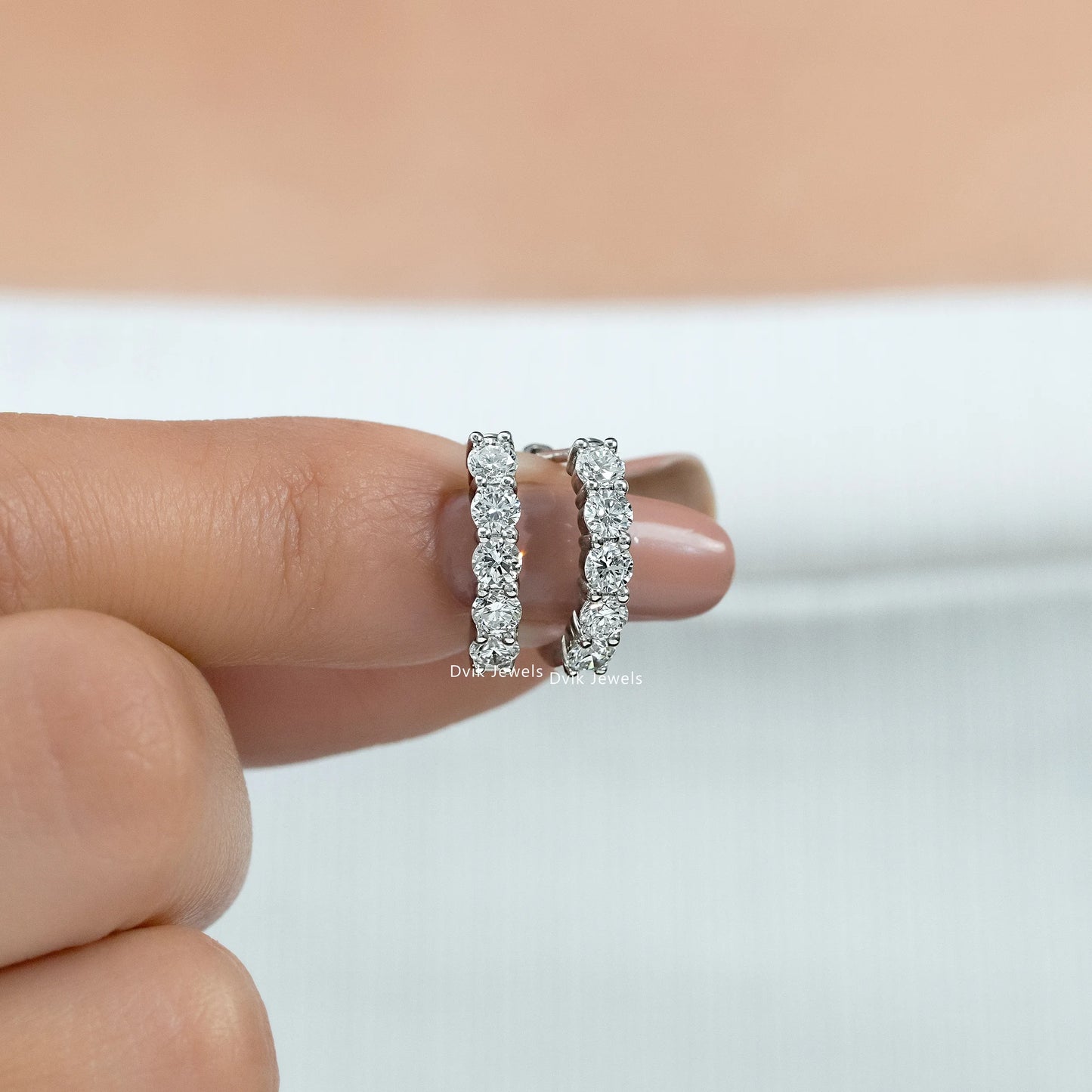 Round Lab Diamond Dainty Hoop Earrings Earrings