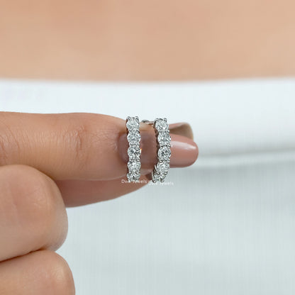 Round Lab Diamond Dainty Hoop Earrings Earrings