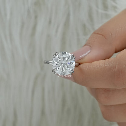 Lab grown diamond engagement ring with hidden halo Finger view