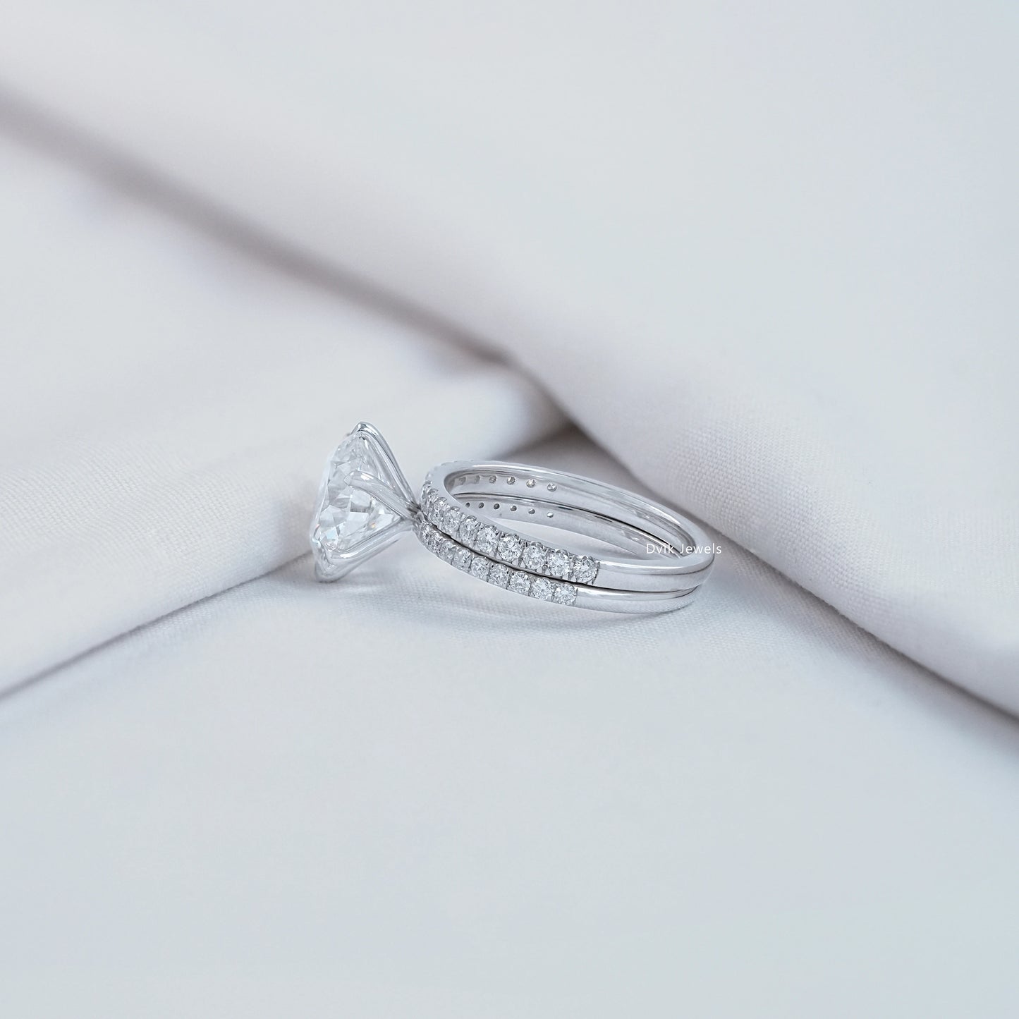 3 CT Round Cut Lab Diamond Bridal Ring Set