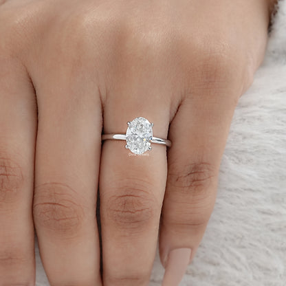 Oval Cut Lab Diamond Solitaire Engagement Ring
