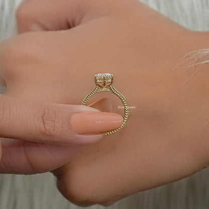 Dutch Marquise Lab Diamond Art Deco Engraved Solitaire Ring Ring