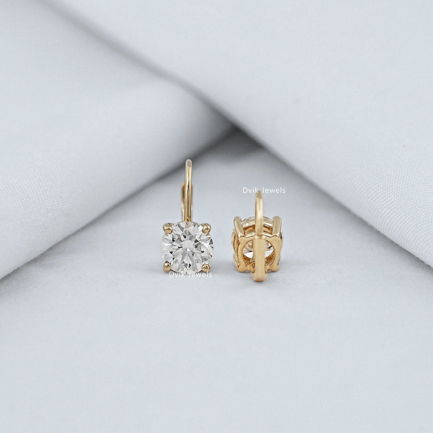 Round Lab Diamond Lever Back Earrings Earrings