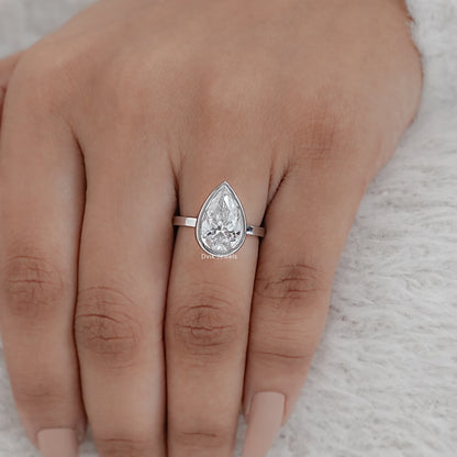 Bezel Set Pear Cut Diamond Ring