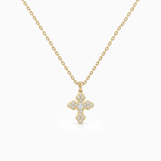 Pear And Round Cut Lab Diamond Cross Pendant Necklace Pendant