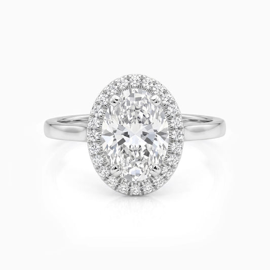 Classic Halo Style Oval Lab Diamond Ring