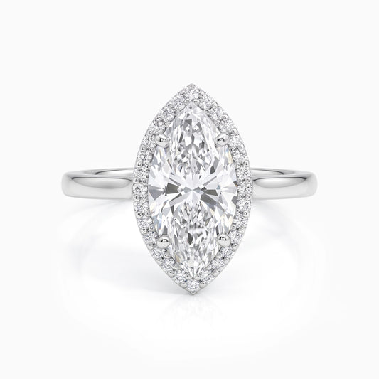 Classic Marquise Cut Halo Diamond Engagement Ring Ring