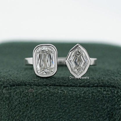 Criss Cut & Step Cut Moval Lab Diamond Toi Moi Ring Ring