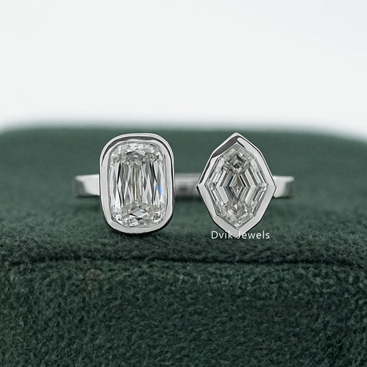 Criss Cut & Step Cut Moval Lab Diamond Toi Moi Ring Ring
