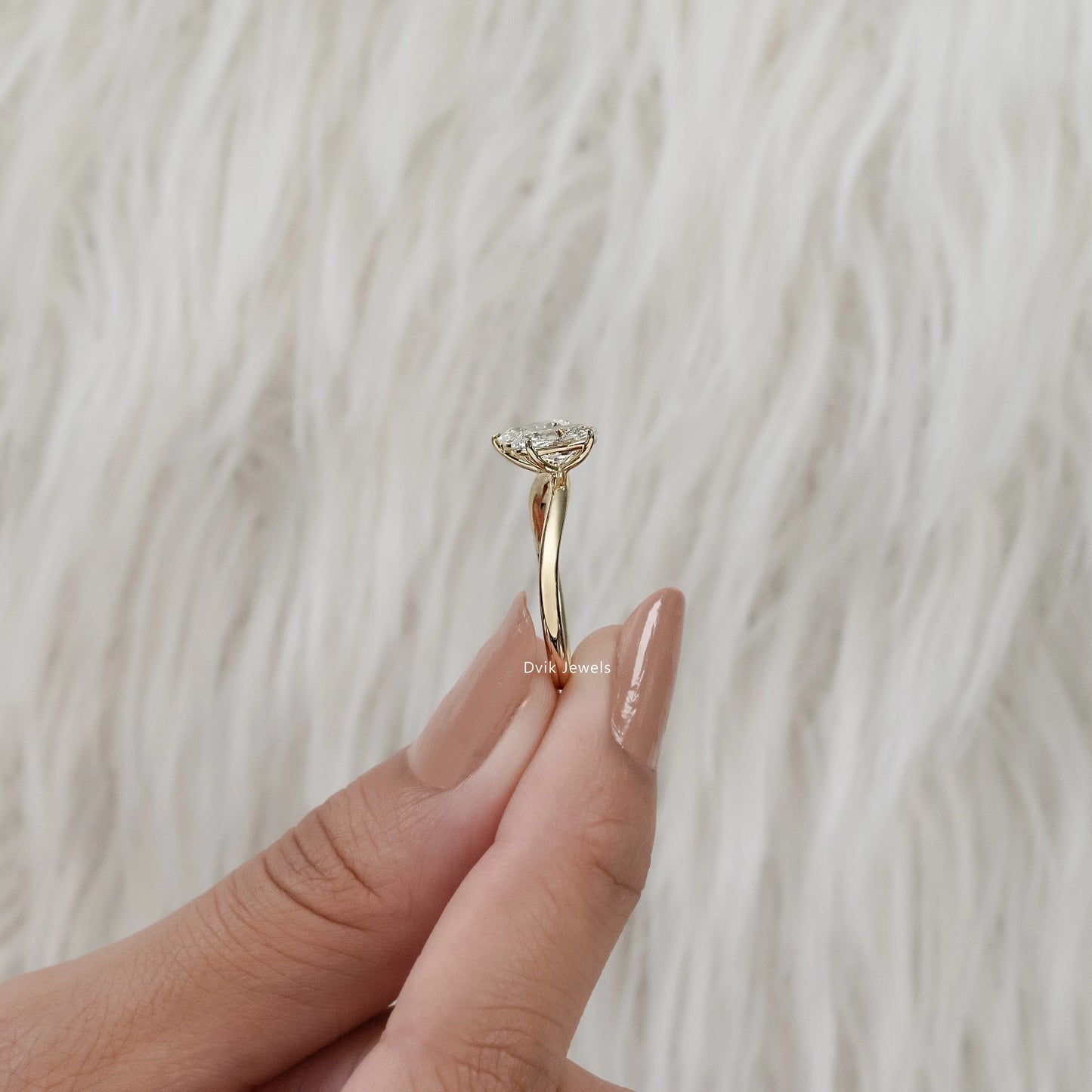 Pear and Oval Cut Lab Diamond Curved Wave Ring Ring