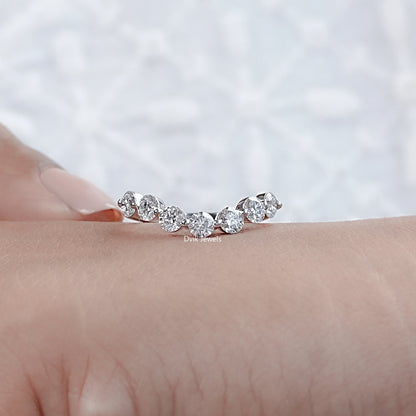 Round Lab Diamond Curved Wedding Band