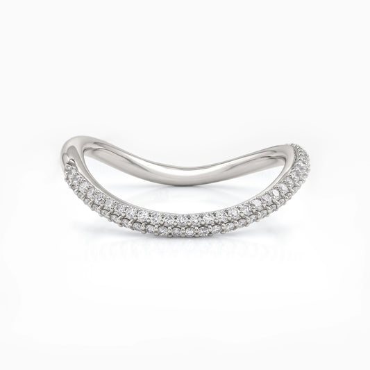 Curved Split Shank Pave Diamond Wedding Band Ring