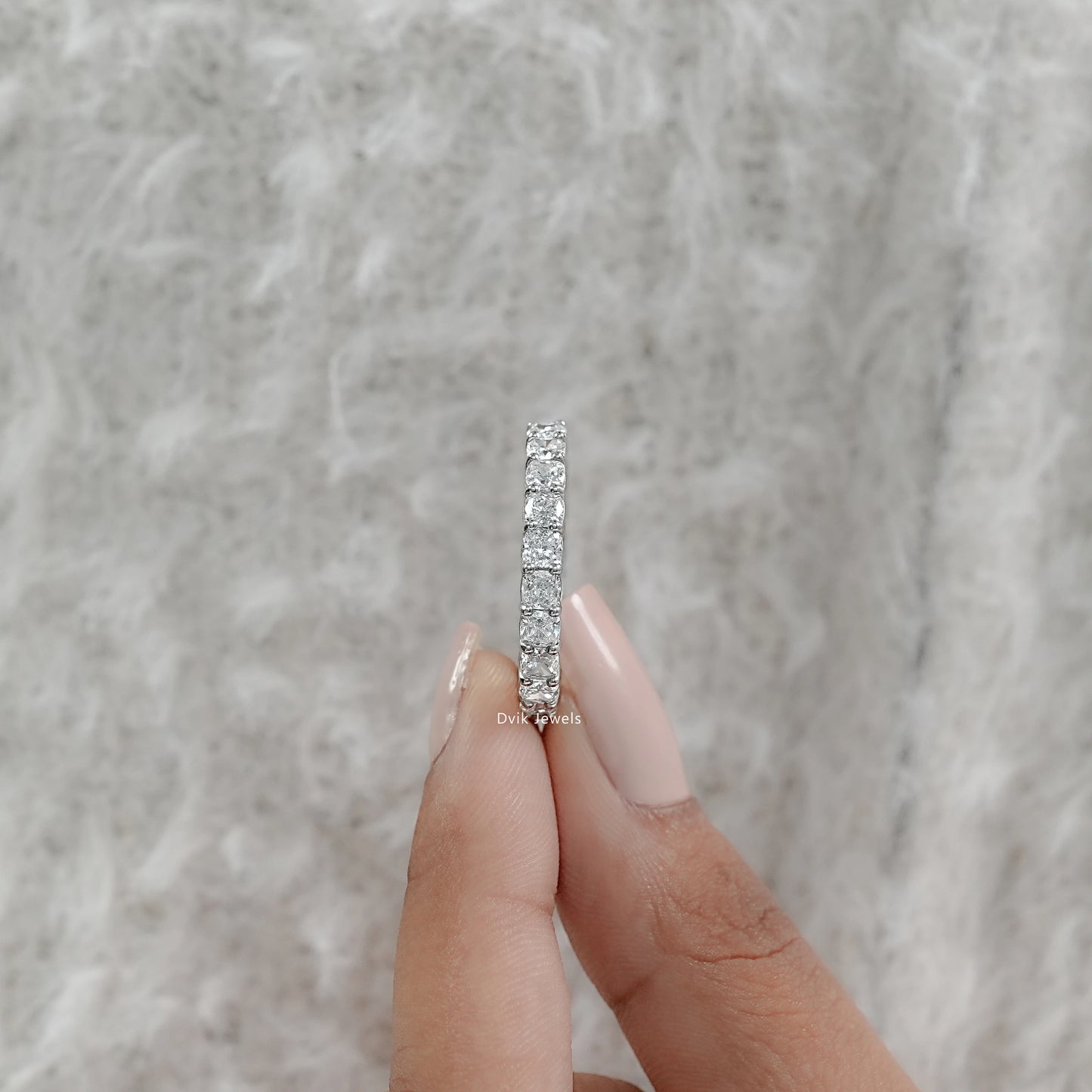 Cushion Cut Lab Diamond Full Eternity Band