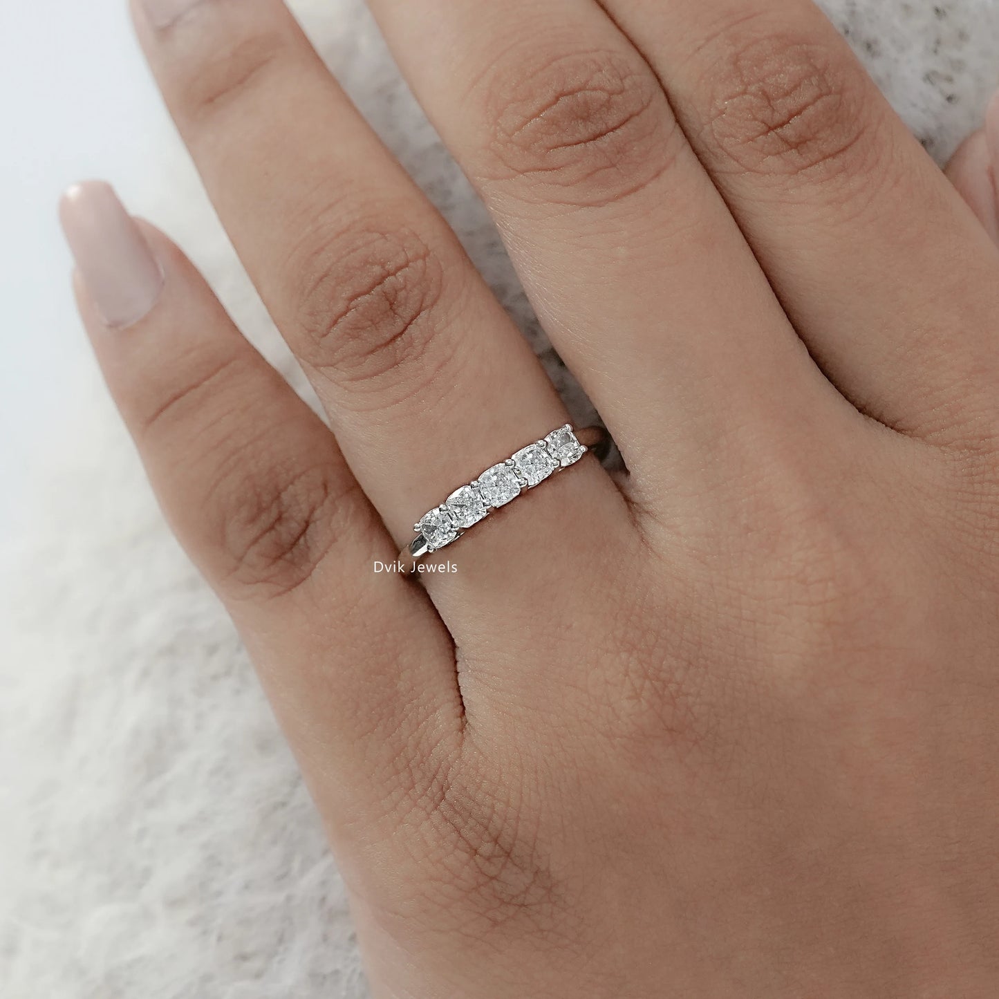 Cushion Cut Five Stone Lab Diamond Ring