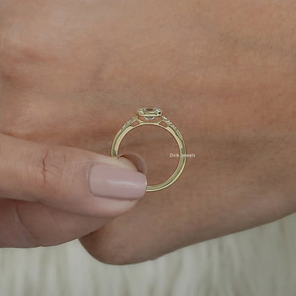 Old Mine Cushion Cut Lab Diamond Bezel Set Accent Ring