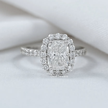 Cushion Cut Lab Diamond Halo Engagement Ring