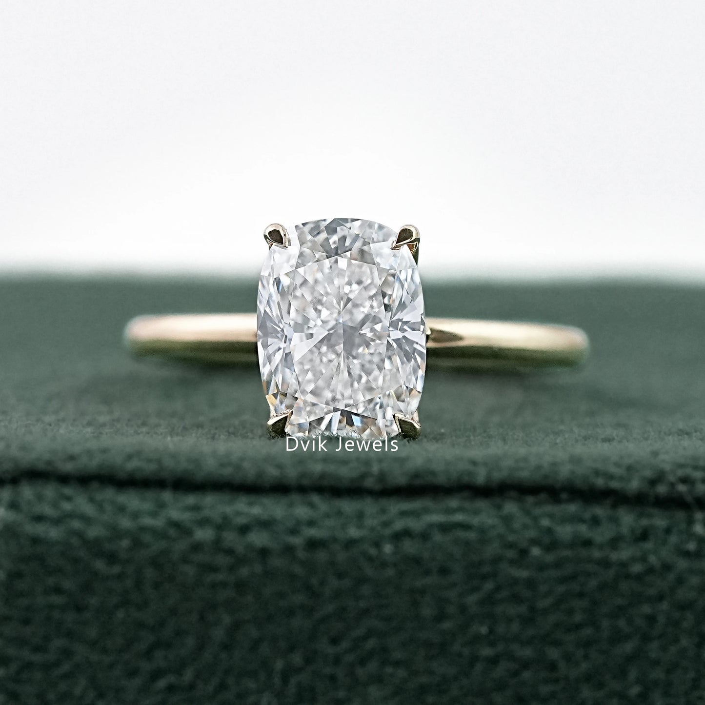 Cushion Cut Lab Grown Diamond Solitaire Engagement Ring