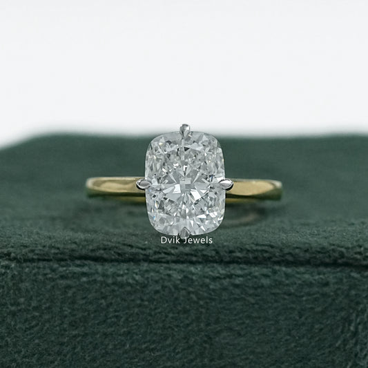 Four Prong Cushion Cut Lab Diamond Engagement Ring