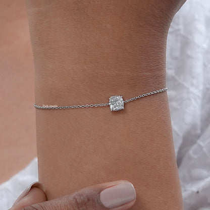 Cushion Cut Lab Diamond Solitaire Bracelet