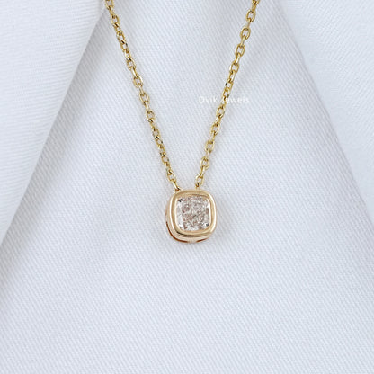 Cushion Lab Diamond Bezel Set Pendant